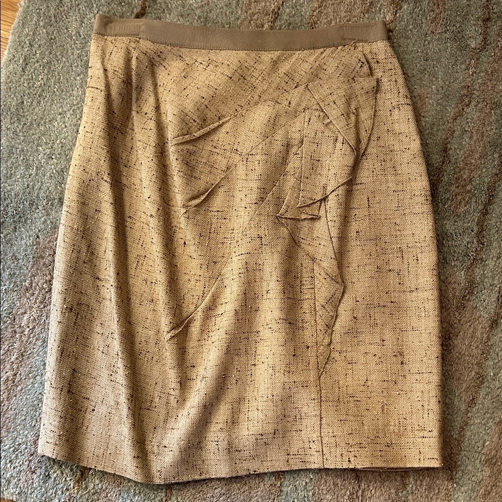 Elie Tahari Textured Tan Pencil Skirt